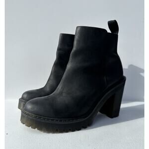 Dr Martens Magdalena Black Leather Boots Chunky Platform Block Heel Goth Size 8